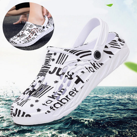 Letter Print Slippers Men Summer Sandals Beach Shoes