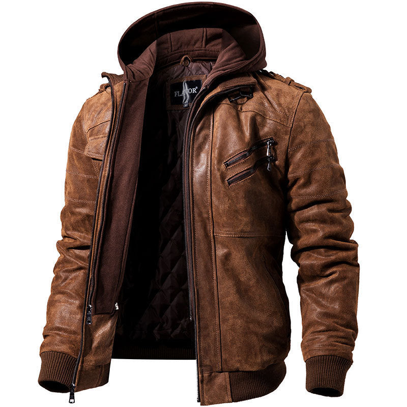 Winter Fashion Motorcycle Leather Jacket Men Slim Fit