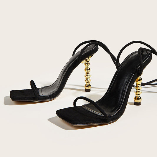 black high heel sandal