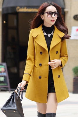 Autumn And Winter Wool Jacket Women's Clothing yellow