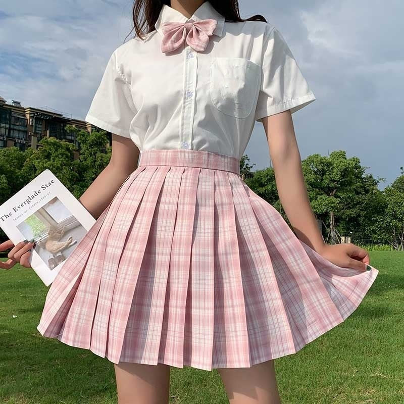 Sexy Plaid Pleated Skirt Women High-waisted Skirt School Girl Uniform Black Mini Skirt Female 