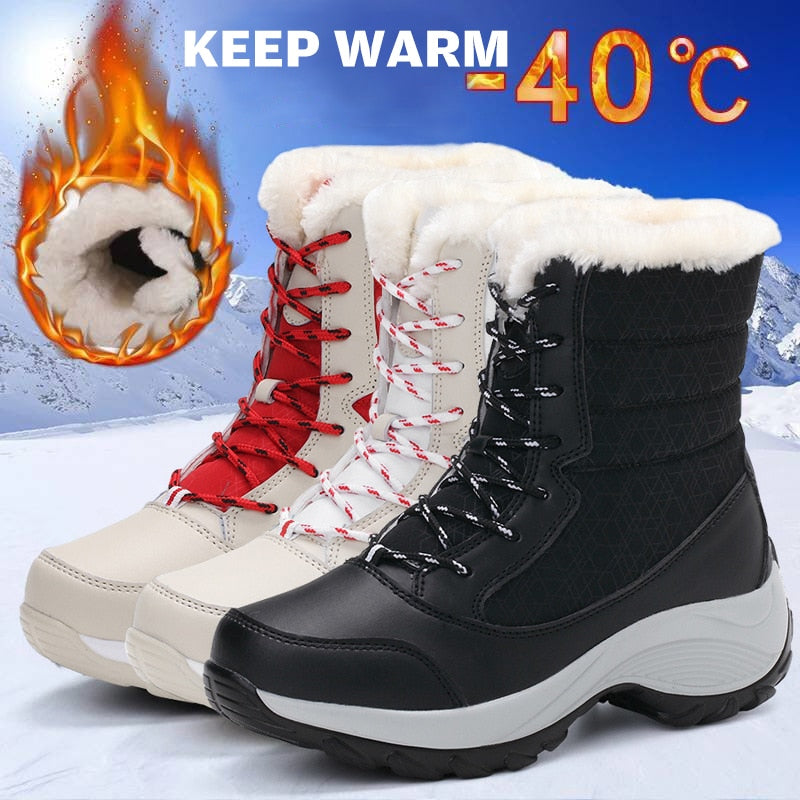 Snow Boots Plush Warm Ankle Boots For Women Winter Shoes Waterproof