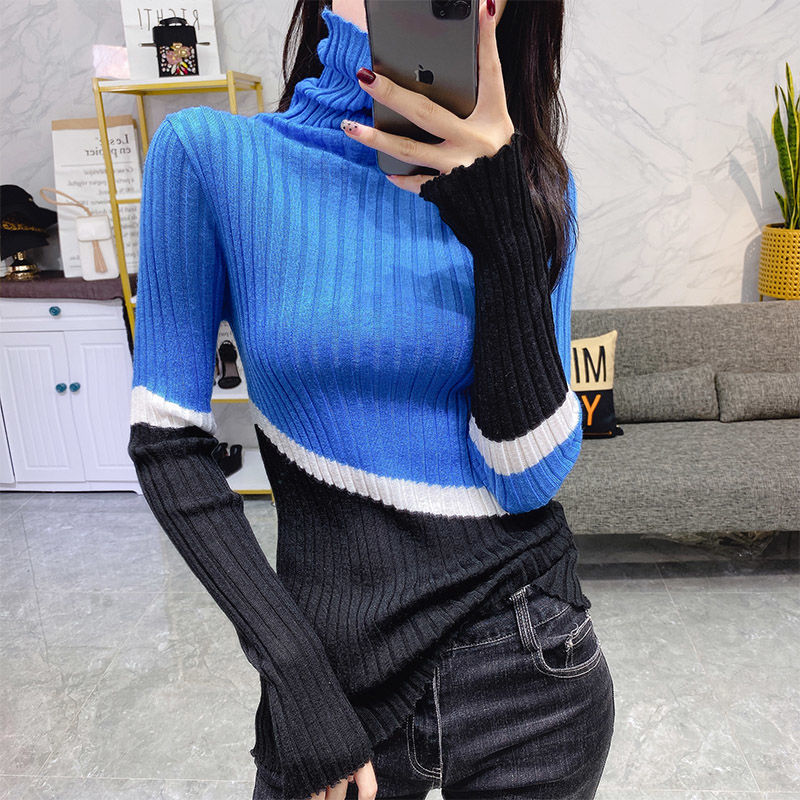 turtleneck women sweater blue