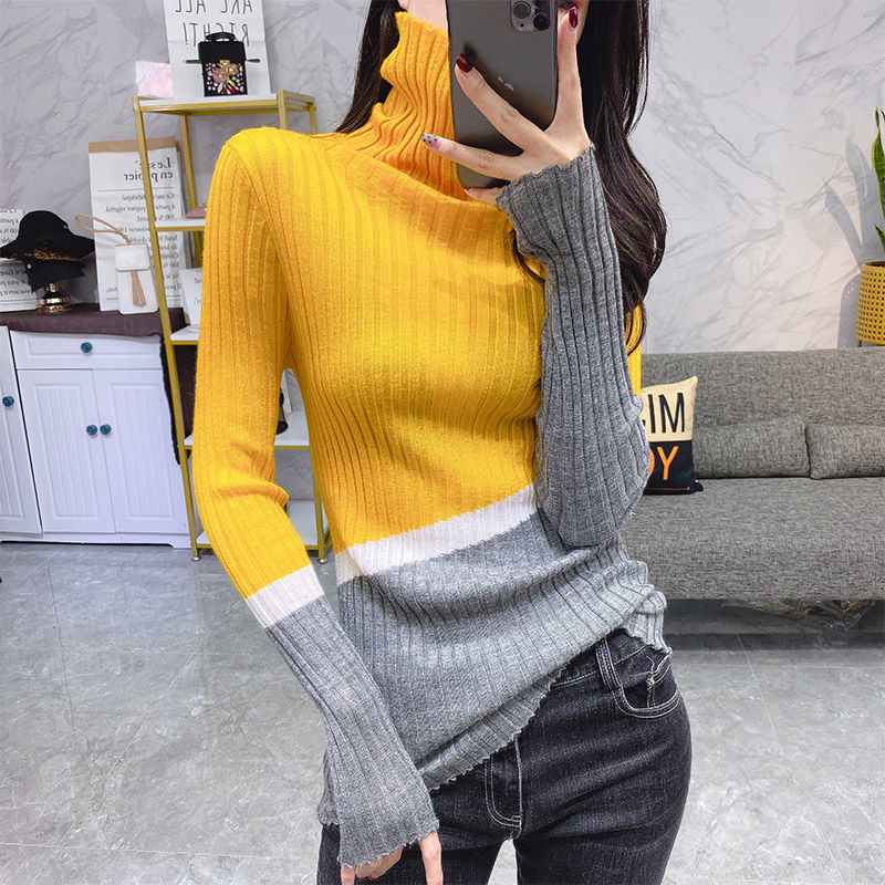 turtleneck women sweater yellow