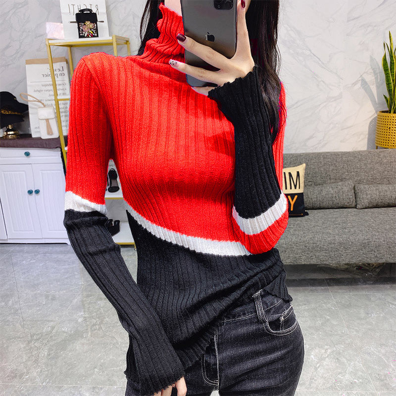 turtleneck women sweater red