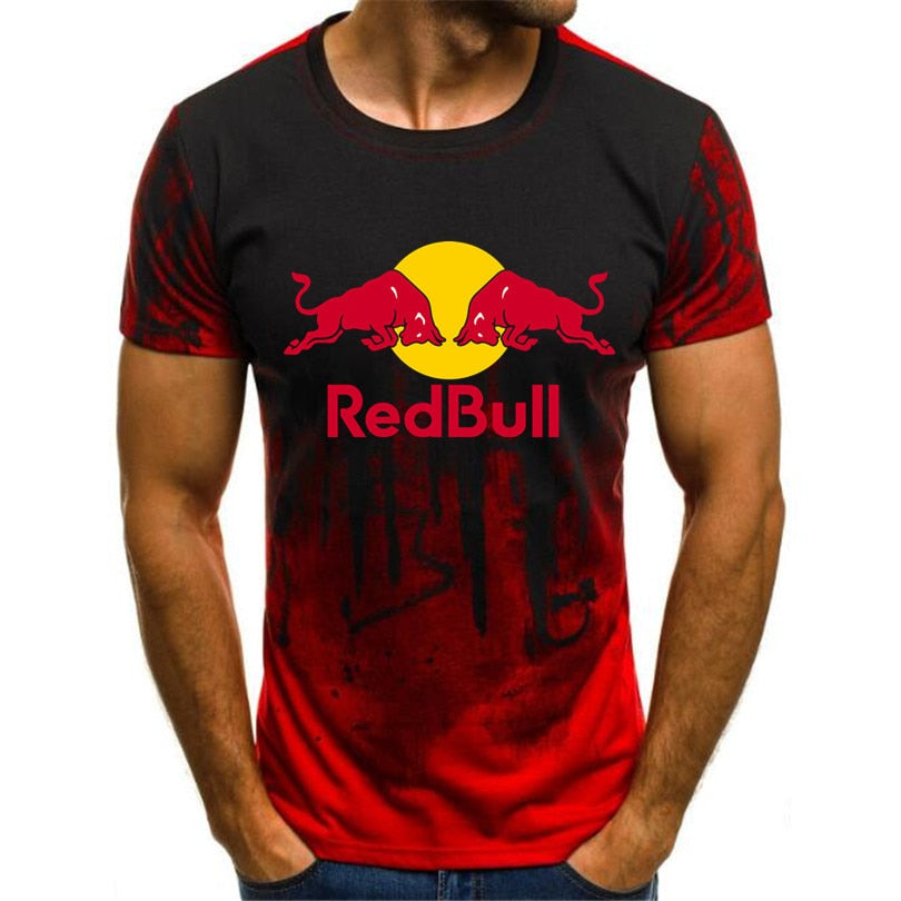 Men's red short-sleeved 3D printed O-neck T-shirt