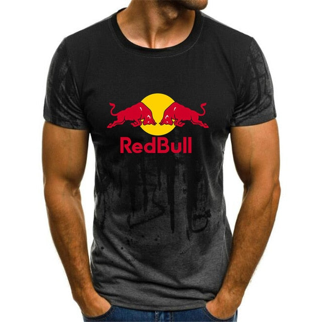 Men's red short-sleeved 3D printed O-neck T-shirt