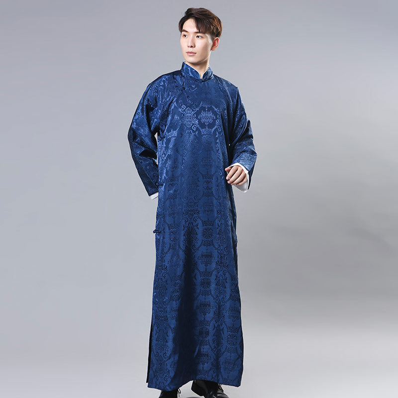 Republic Of China Style Men's Chinese Style Groomsmen Dress Gown Robe Mandarin Tang Suit