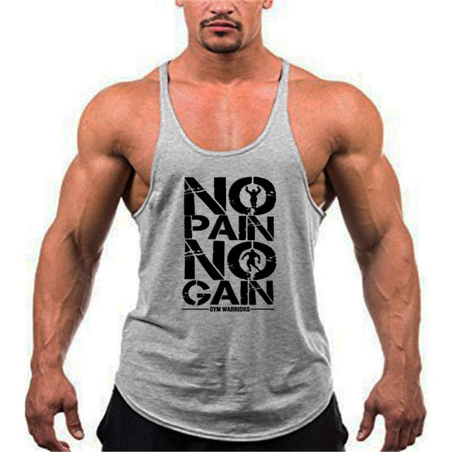 no pain no gain gray tank top