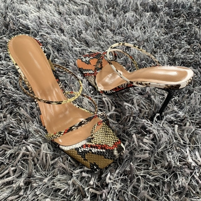 Summer Pumps Sexy snake print Slippers Sandals Shoes
