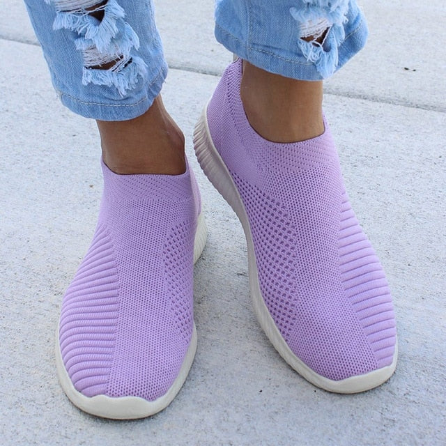 Flat Slip on White lightweight shoes women Sneakers for Summer Autumn Casual blue