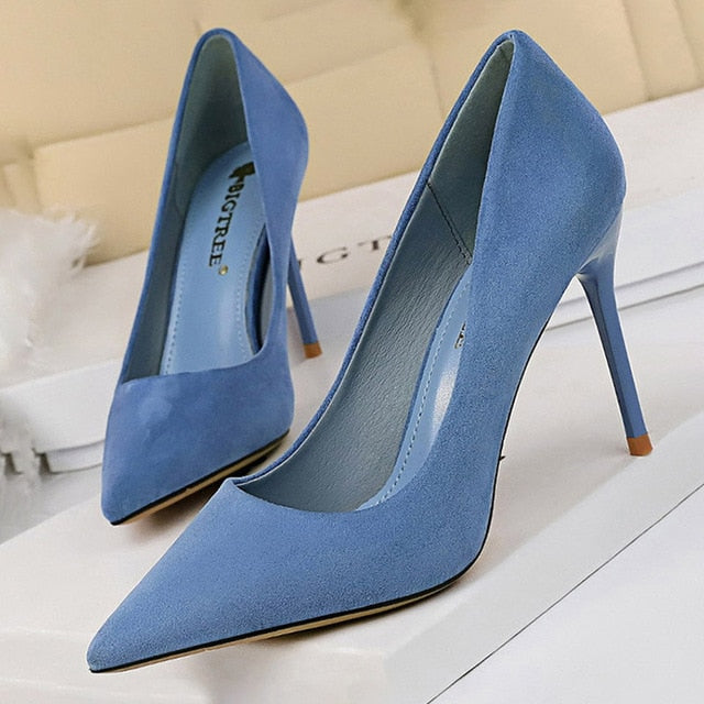 Suede High Heels Fashion blue