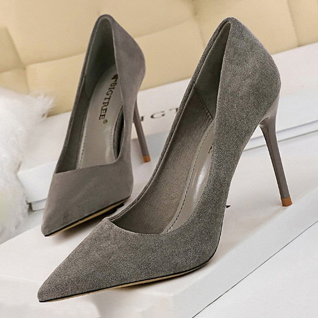 Suede High Heels Fashion gray