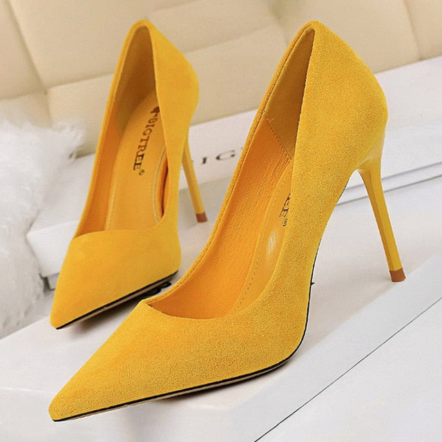 Suede High Heels Fashion yellow